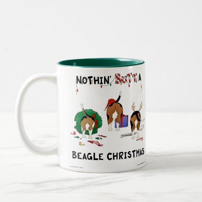 Taza Bicolor Nada empalma navidad de un beagle (Izquierda)