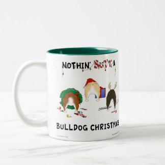 Taza Bicolor Nada empalma navidad de un bulldog
