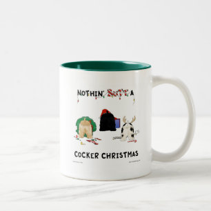 Taza Bicolor Nada empalma navidad de un cocker