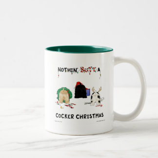 Taza Bicolor Nada empalma navidad de un cocker