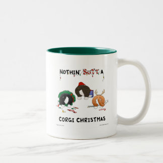 Taza Bicolor Nada empalma navidad de un Corgi