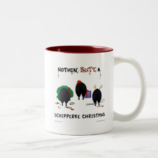 Taza Bicolor Nada empalma navidad de un Schipperke