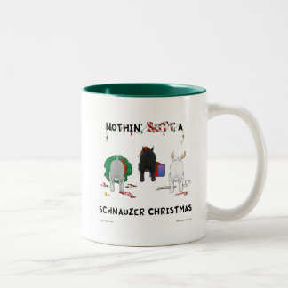 Taza Bicolor Nada empalma navidad de un Schnauzer
