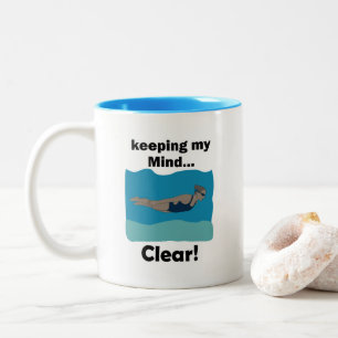 Taza Bicolor Nadador Nadando Manteniendo Mi Mente Clara Fiesta
