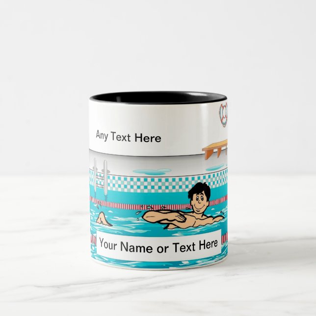 Taza Bicolor Nadador personalizado - Personalizado masculino (Centro)