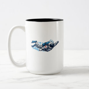 Taza Bicolor Nadando Astronauta