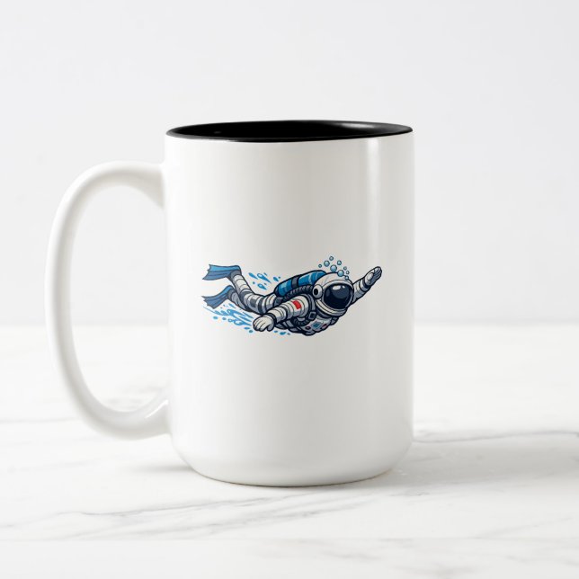 Taza Bicolor Nadando Astronauta (Izquierda)