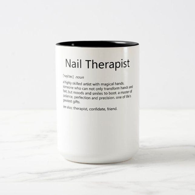 Taza Bicolor Nail Therapist Definition Nail Tech Nail (Centro)