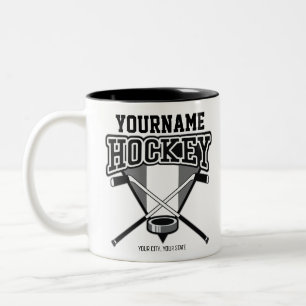 Taza Bicolor NAME Personalizado Stick de Hockey Jugador Disco E