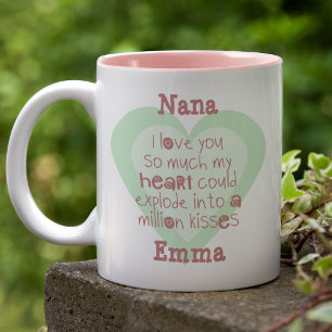 Taza Bicolor Nana te quiero mucho Corazón de Amor Verde Menta