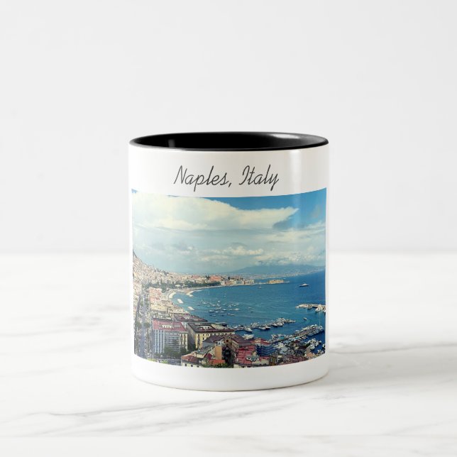 Taza Bicolor Nápoles Italia Foto Coastline (Centro)