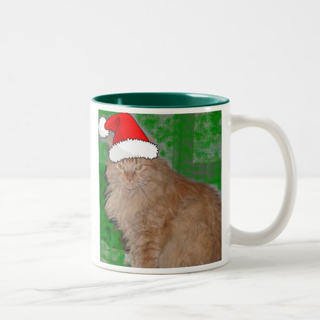 Taza Bicolor Naranja de navidades Tabby Kitty Cat (Derecha)
