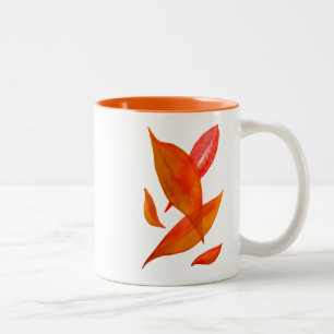 Taza Bicolor Naranja de Oro otoño Leaf arte moderno