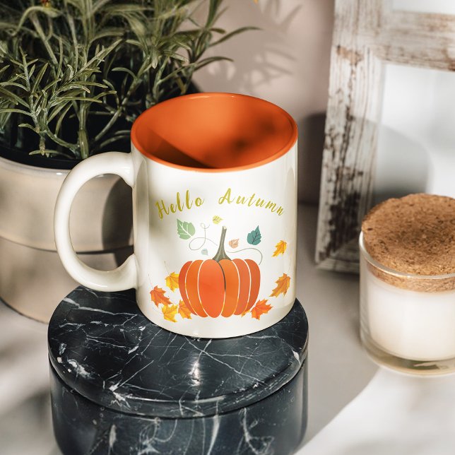 Taza Bicolor Naranja de otoño pumpkini Coffee Mug (Subido por el creador)