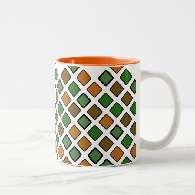 TAZA BICOLOR NARANJA DIAG SQUARES (Derecha)