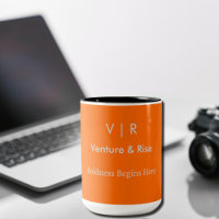 Naranja Neon Mug de dos tonos - Monograma y texto