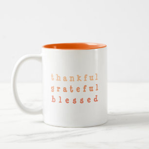Taza Bicolor Naranja Ombre Agradecido Agradecimiento Bendecido