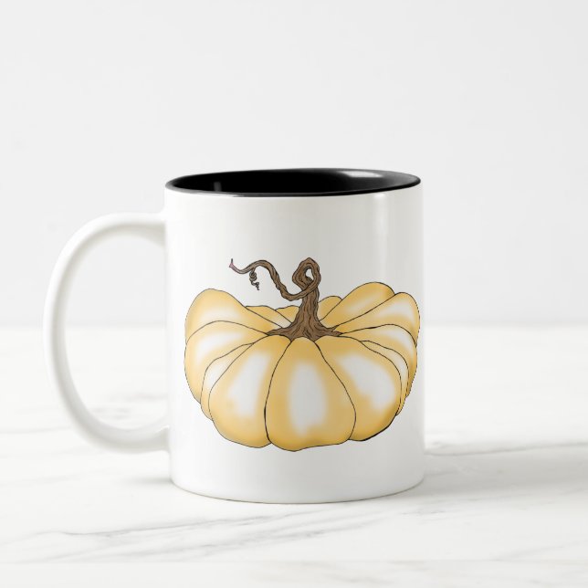Taza Bicolor naranja plano de calabaza (Izquierda)