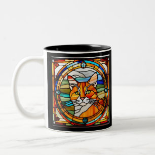 Taza Bicolor Naranja Tabby StainGlass Mug