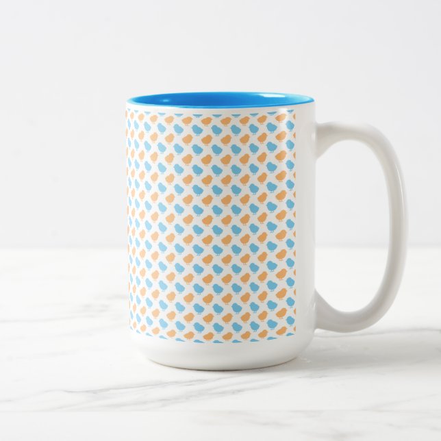 Taza Bicolor NARANJA y AZUL ESTE CHICK (Derecha)