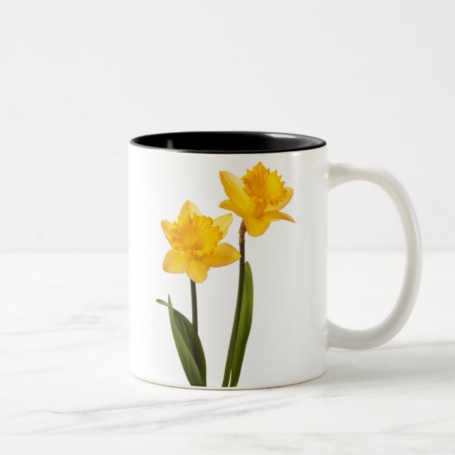 Taza Bicolor Narcisos amarillos en el blanco - espacio en (Derecha)