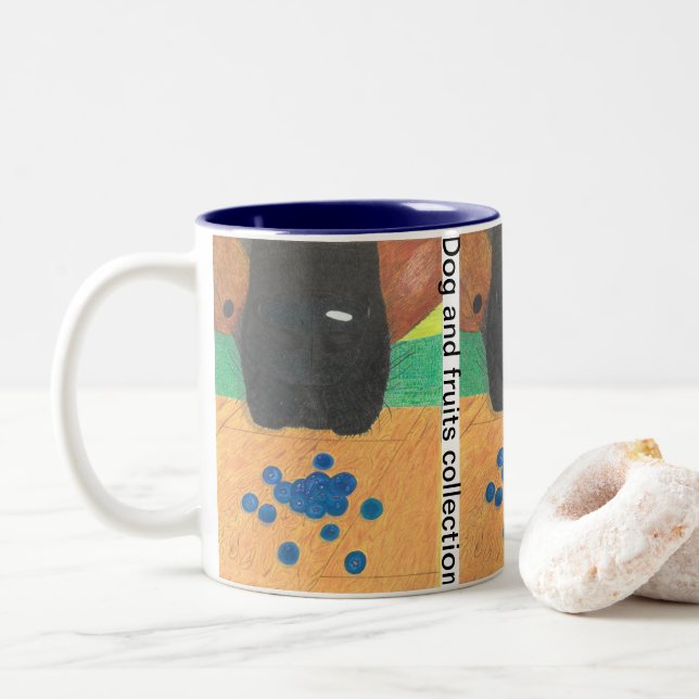 Taza Bicolor Nariz de perro y arándano (Con donut)