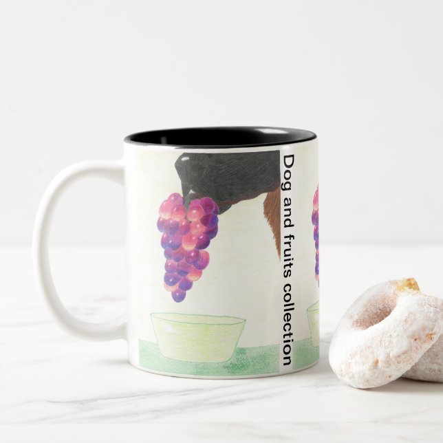 Taza Bicolor Nariz de perro y uva  (Con donut)
