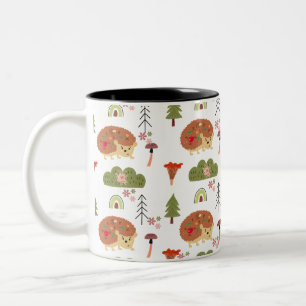 Taza Bicolor Naturaleza Cuidada Hedgehog Patrón Arcoiris Floral