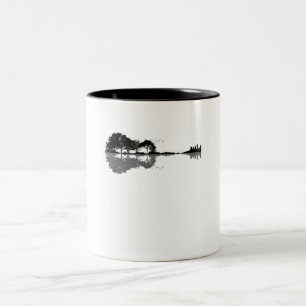 Taza Bicolor Naturaleza de guitarra acústica música de fondo gu