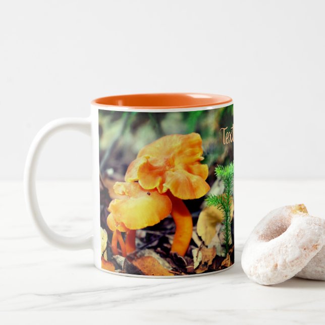 Taza Bicolor Naturaleza de los hongos salvajes naranja personal (Con donut)