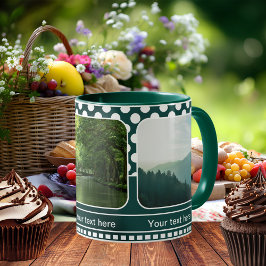 Taza Bicolor Naturaleza moderna Puntos de Polka Verde Fotografí