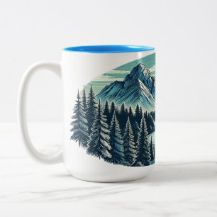 Taza Bicolor Naturaleza panorámica de la montaña azul