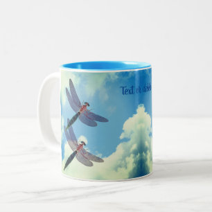 Taza Bicolor Naturaleza personalizada del cielo azul Dragonflie