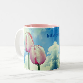 Taza Bicolor Naturaleza personalizada del cielo azul tulipano r