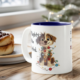 Taza Bicolor Naughty Puppy Santa Checklist Blue