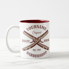 Taza Bicolor Navaja de afeitar de Barbero personalizada con NOM