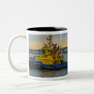 Taza Bicolor Navegación en bote de remos por el río, montevideo