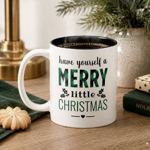 Taza Bicolor Navidad Alegre Cuadro Verde