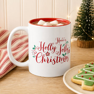 Taza Bicolor Navidad alegre y divertida escritura roja de fiest
