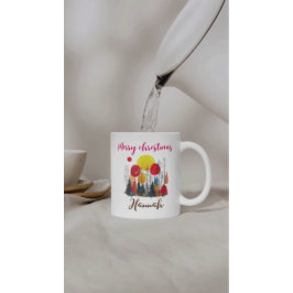 Taza Bicolor Navidad botánica personalizada de peonía 