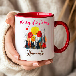 Taza Bicolor Navidad botánica personalizada de peonía 