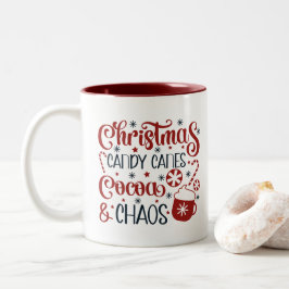 Taza Bicolor Navidad, Caramelos de Caña, Cacao y Caos