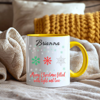 Taza Bicolor Navidad Copo de Nieve Personalizado