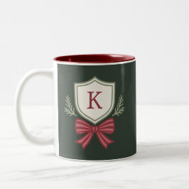 Taza Bicolor Navidad de lazo inicial monograma personalizado li