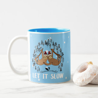 Taza Bicolor Navidad Divertida Amante de Perezosos Déjalo Lenta