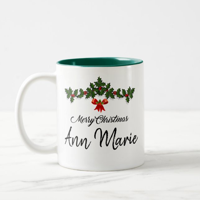 Taza Bicolor Navidad Feliz personalizada (Izquierda)