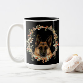 Taza Bicolor Navidad magnífico del pastor alemán