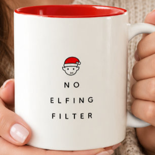 Taza Bicolor Navidad Minimalista Divertida Sin Filtro de Elfos