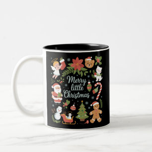 Taza Bicolor Navidad Retro Vintage Alegre Pequeña Navidad