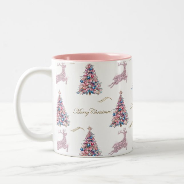 Taza Bicolor Navidad Rosa Pastel (Izquierda)